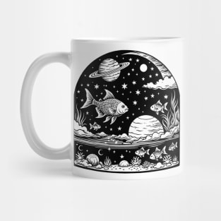 Fish Swim in Galaxy Aquarium Mug